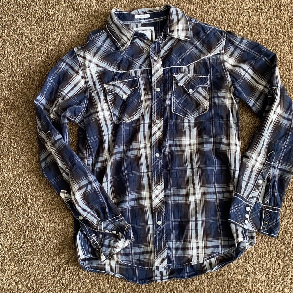 BKE Medium slim fit Pearl snap flannel